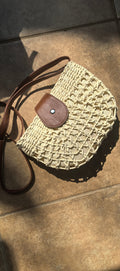 Half Moon Woven Straw Bag