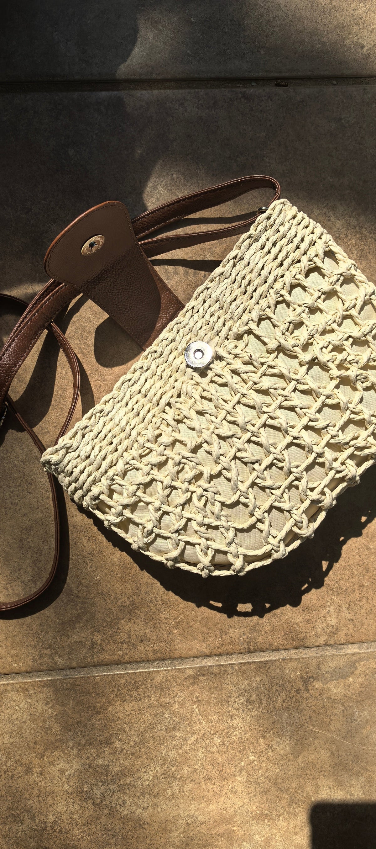 Half Moon Woven Straw Bag