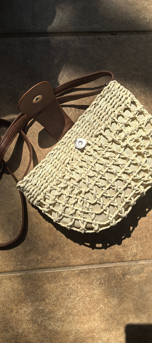 Half Moon Woven Straw Bag