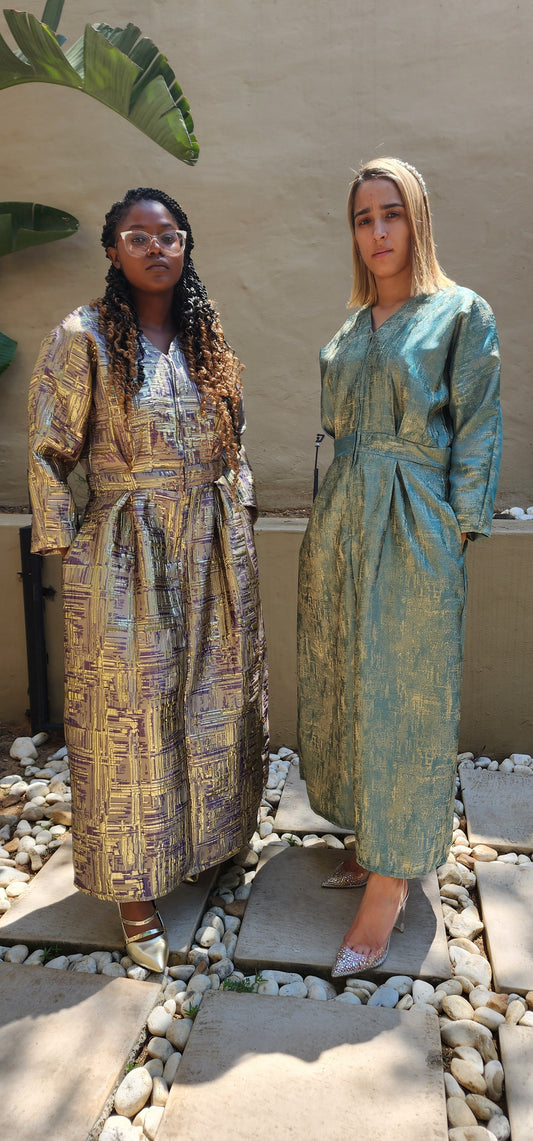 Metallic Green & Gold Dress