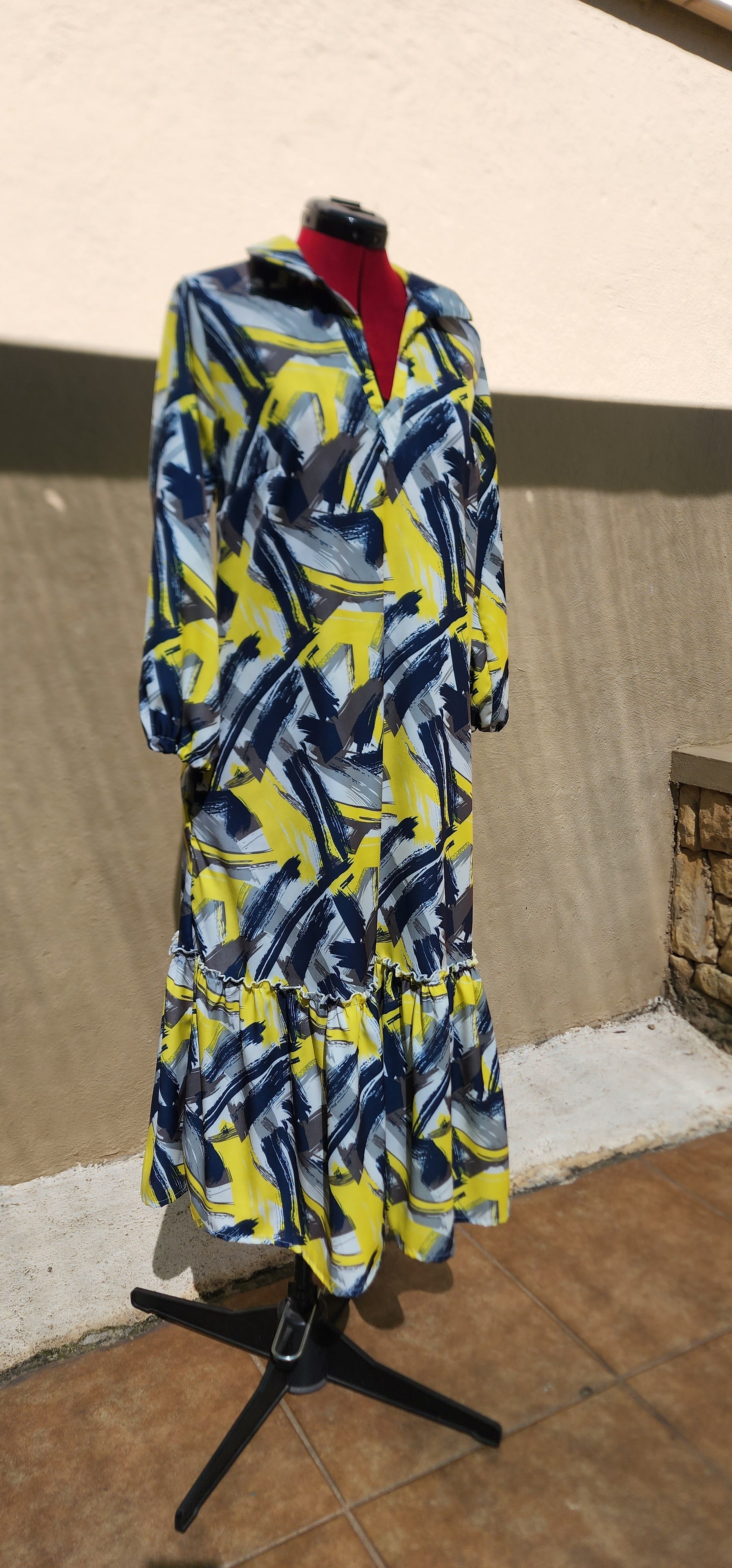Brush Stroke Print Dress