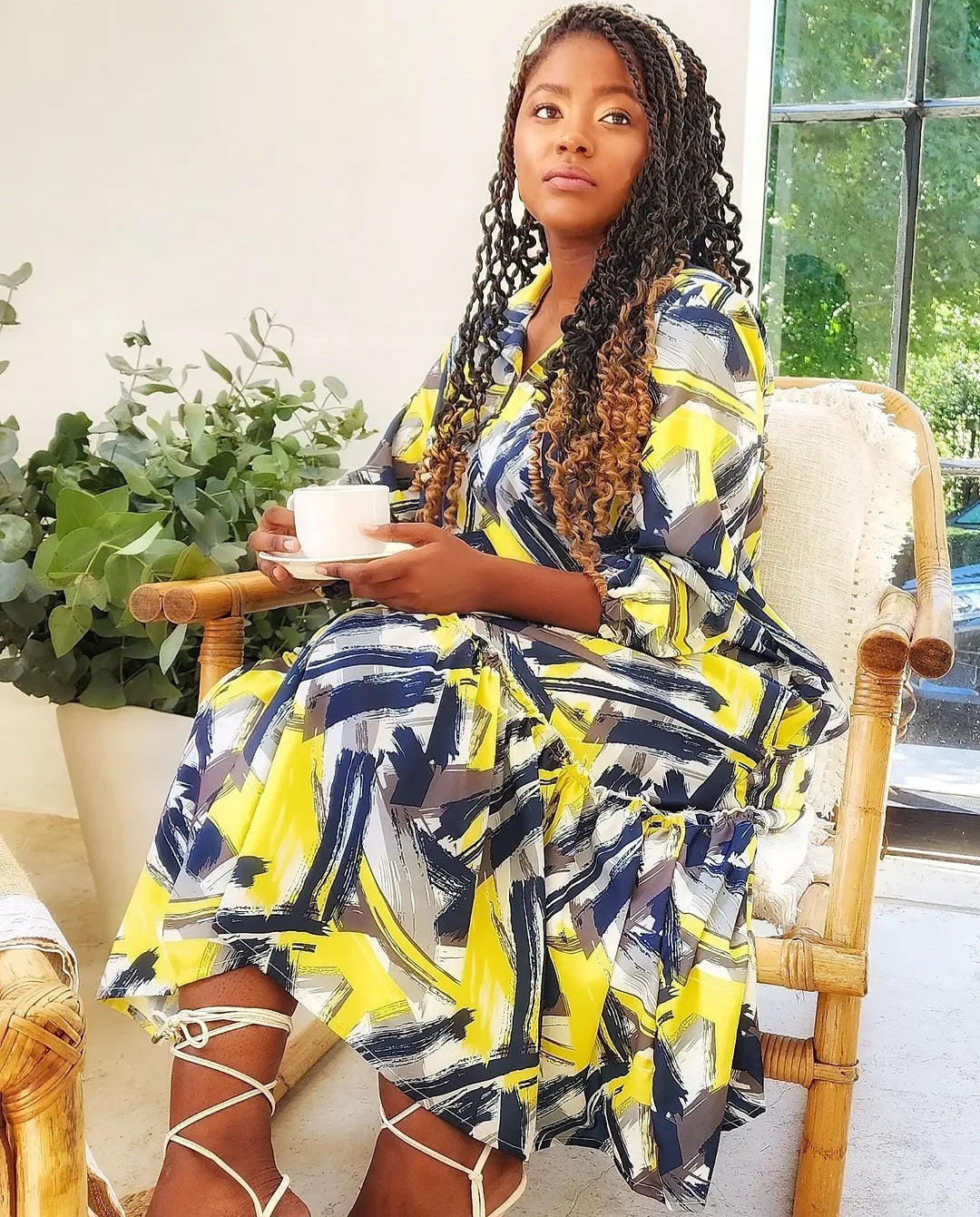 Brush Stroke Print Dress